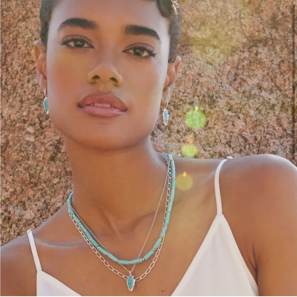 Kendra Scott Ember Silver Strand‎ Necklace in Variegated Turquoise NWT